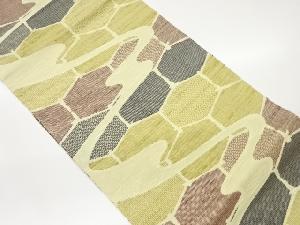 手織り紬亀甲に流水模様織出し名古屋帯（268.5センチ）